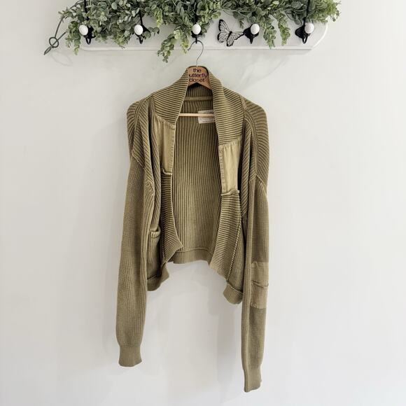 Free People Surplus Cardigan Sweater Medium Green TS - Picture 2 of 6
